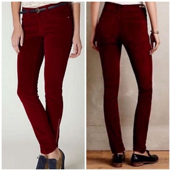 Anthropologie Pilcro and the Letterpress Fine Waled Cranberry Corduroy Pant | 25 - Picture 1 of 16